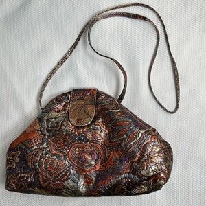 Bassous leather metallic print purse